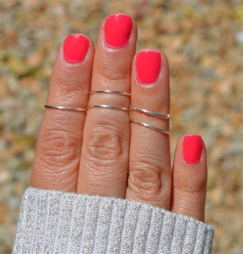 Silver Knuckle Rings Silver Ring Set Stacking Rings Above The