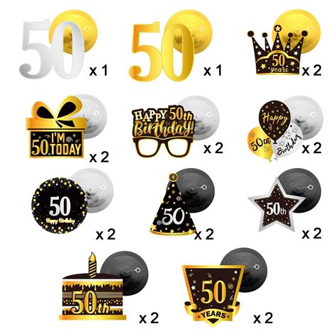 30 Pieces 50th Birthday Party Hanging Swirl Decorations Black Golden