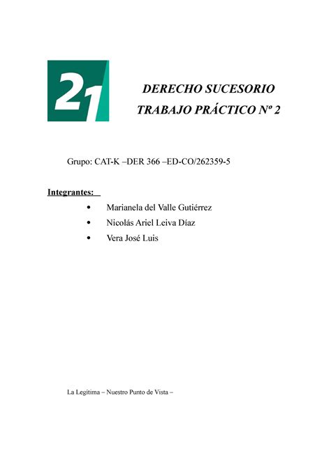 Tp 2 Derecho Sucesorio Segunda Parte Derecho Sucesorio Trabajo