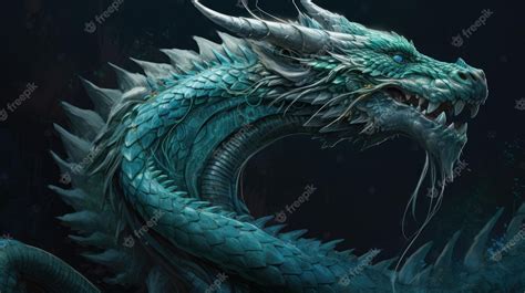 Premium Photo | Blue chinese dragon digital painting concept art