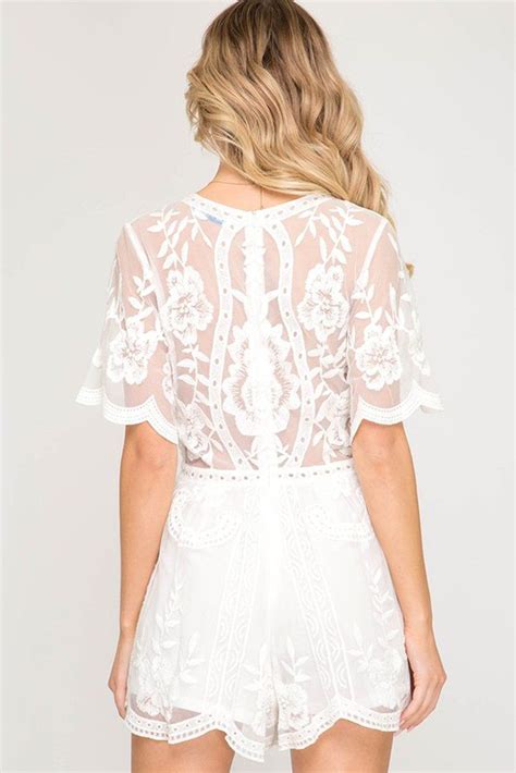 Destination Honeymoon Crochet Lace Romper Off White