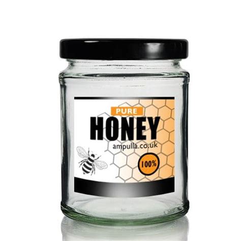 300ml Clear Glass Honey Jar With Lid Ampulla 0161 367 1414