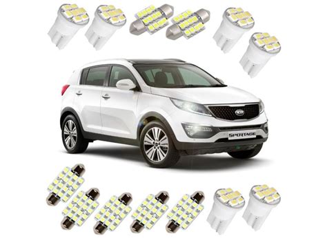 Kit L Mpadas Led Kia Sportage Luz Placa Teto R Farolete Porta Luvas