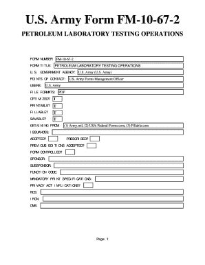 Fillable Online U S Army Form FM 10 67 2 Usa Federal Forms Fax