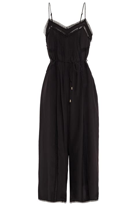 Buy Zimmermann Cropped Lace Trimmed Pintucked Silk Crepe Jumpsuit 1