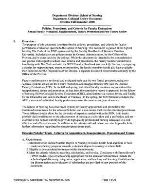 Fillable Online Wcu Collegial Review Document Afe Tpr Western