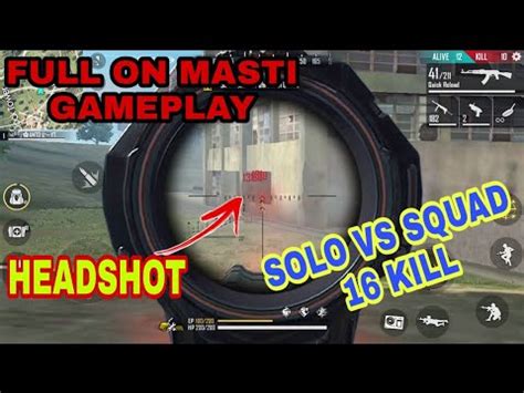 Free Fire Solo Vs Squad Best Pro Rank Gameplay Solo VS SQUAD 16 Kill