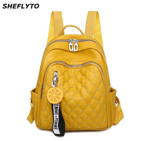 Waterproof Rivet Pu Leather Backpacks Women School Bags For Teenager Girls Fashion Backpack