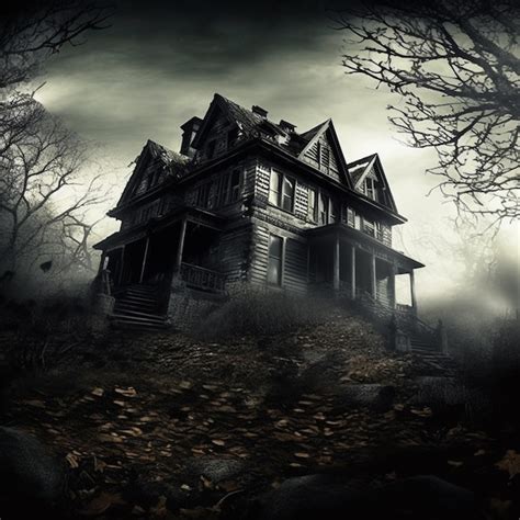 Premium Ai Image A Creepy House In The Woods With The Words Spooky