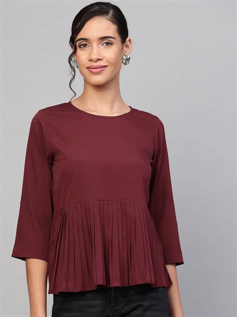 Buy Sassafras Women Burgundy Solid A Line Top Tops For Women 11364256 Myntra