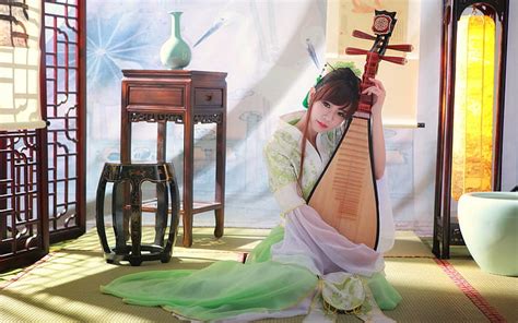 Hd Wallpaper Girl Beauty Flute Flute Classical Chinese Style