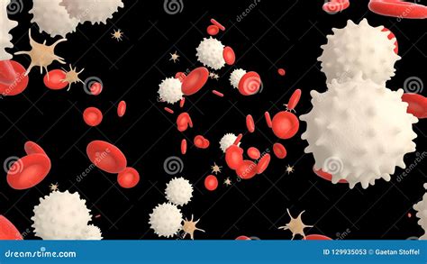 D Illustration Of A Blood With Red Cell White Cell And Platelet Stock