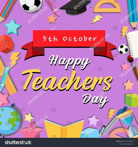 Happy Teachers Day Lettering Banner Illustration Stock Vector Royalty