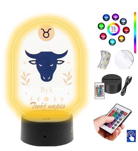 Lampka Na Biurko UV Znak Zodiaku Byk LED PLEXIDO Plexido Sklep