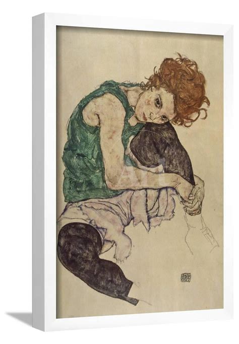 Seated Woman With Bent Knee Framed Art Print Wall Art By Egon