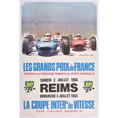 A Rare Original 1966 Motor Racing Poster Les Grand Prix De France