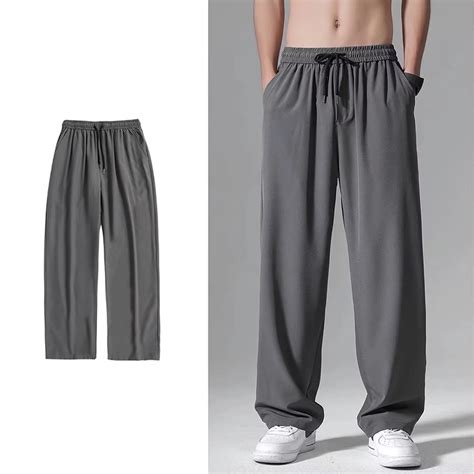 【3 Color】m 3xl Korean Style Casual Ice Plain Drawstring Baggy Wide Leg