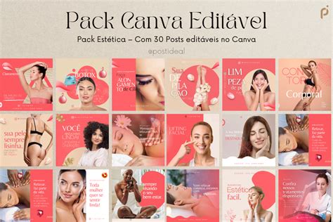 Pack Estética 30 Posts editáveis no Canva Post Ideal