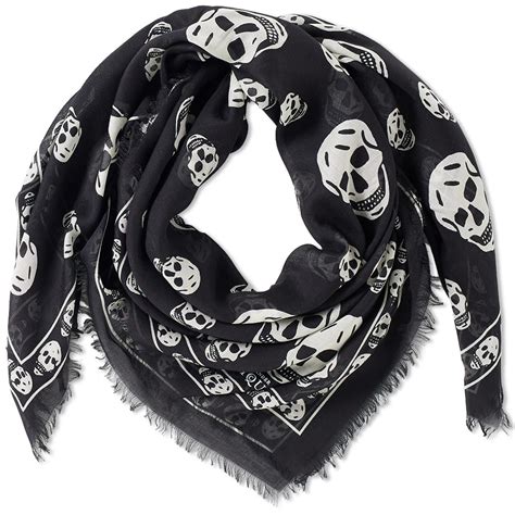 Alexander McQueen Skull Scarf Black & Ivory | END. (GB)