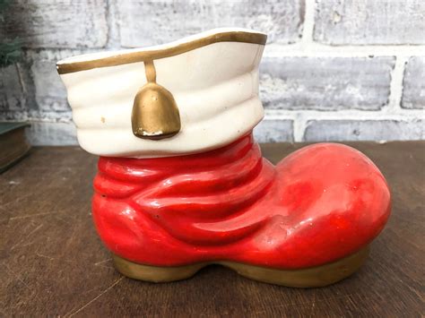 Santa Boot Planter Japan Vintage Ceramic Christmas Decor Etsy