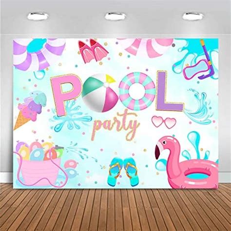 Avezano Summer Pool Party Backdrop Banner Neon Pool Party