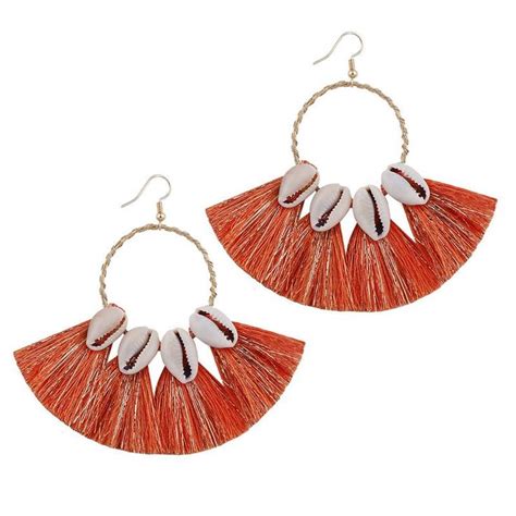 Shell Tassel Big Hoop Earrings Boho Dangle Drop Earring For 25 99