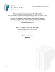 Bsbpmg Communications Management Plan Template Docx