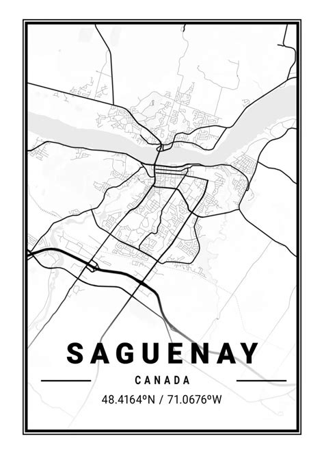 Saguenay Light City Map Poster Picture Metal Print Paint By Tien