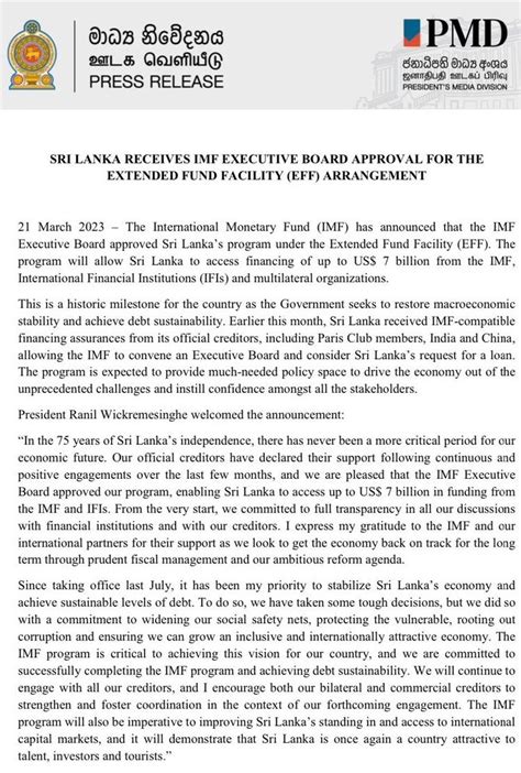 Sidhant Sibal On Twitter Imf Approves Bailout For Sri Lanka Program