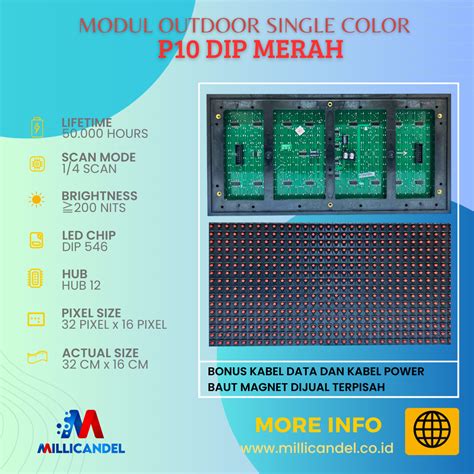 MODUL P10 MERAH DIP OUTDOOR MEIYAD MILLICANDEL