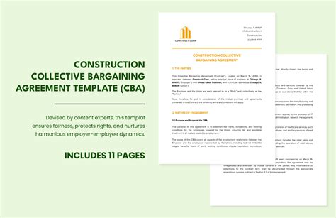 Construction Collective Bargaining Agreement Template (CBA) in Word ...