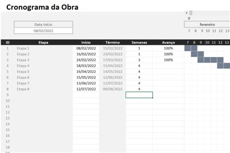 Planilha Cronograma de Obra Grátis Smart Planilhas