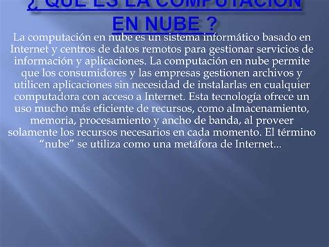 Qu Es La Computaci N En Nube Ppt