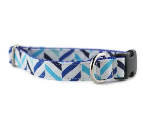Blue Dog Collar Boy Dog Collar Seaside Herringbone Dog Collar Navy
