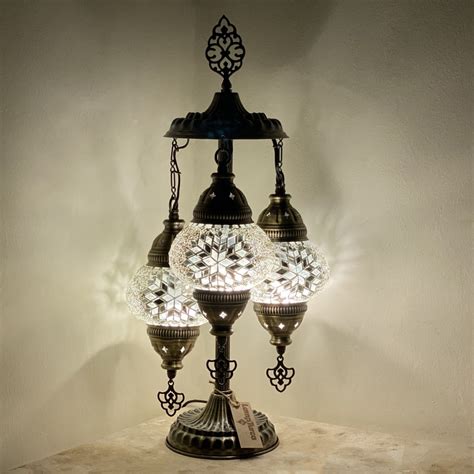 Turkish Mosaic Lamps With Color Options 3 Globes Standing Etsy