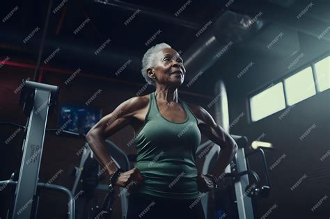 Premium Photo Athletic Elderly Muscular Woman In A Gym Before Workout