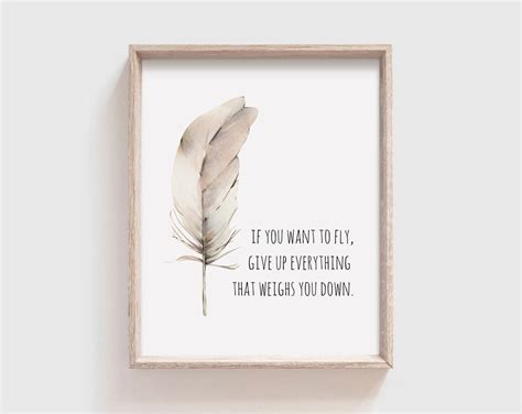 Birds Feather Quote Watercolor Art Print If You Want To Fly