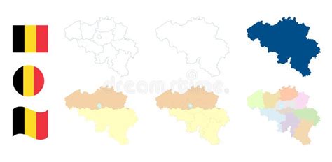 Belgische Karte Detaillierte Blaue Umrandung Und Silhouette