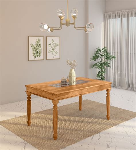 Buy Siramika Sheesham Wood 6 Seater Dining Table In Rustic Teak Finish