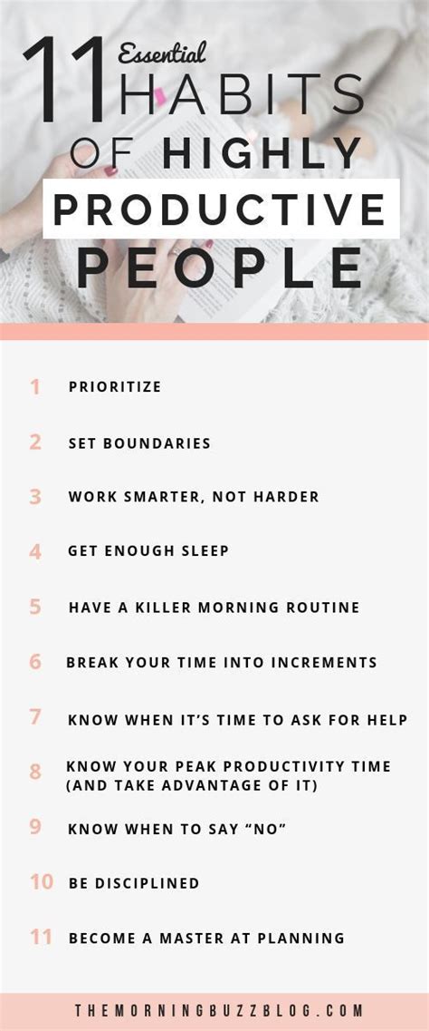 11 Simple Habits Of Highly Productive People The Morning Buzz Time Management Productivity