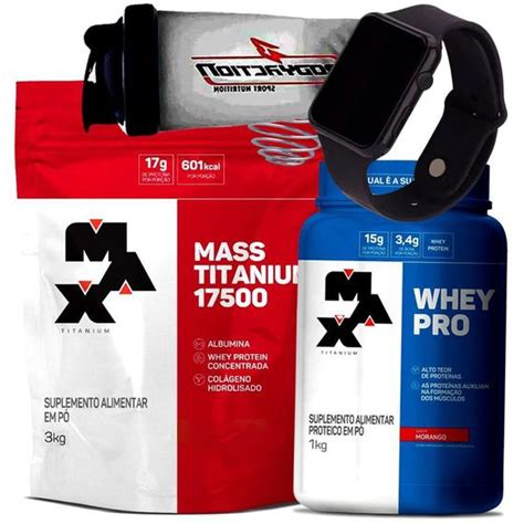 Kit Ganho De Massa E Peso Hipercalórico 3kg Max Titanium Whey Protein Pro Kit De Suplementos