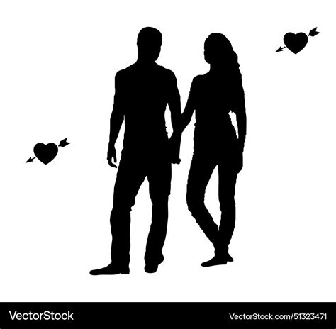 Romantic love couple silhouette Royalty Free Vector Image