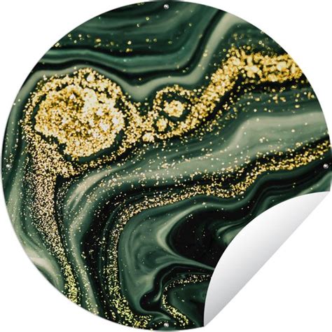 Tuincirkel Marmer Goud Glitter Groen Marmerlook Luxe 90x90