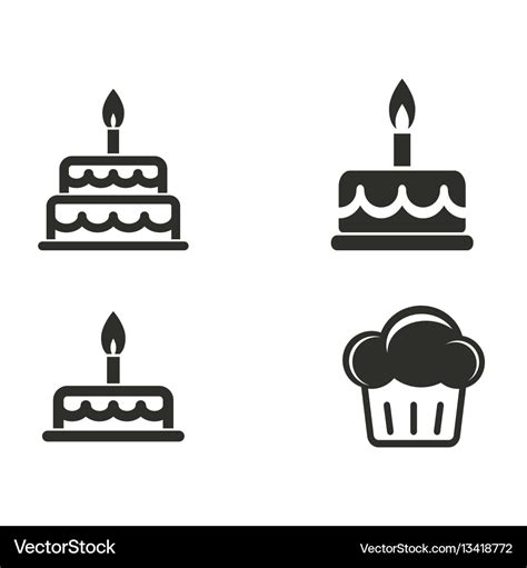 Cake Icon Set Royalty Free Vector Image Vectorstock