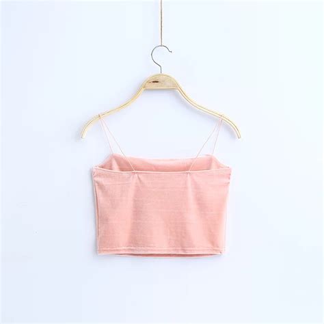 Fashion Sexy Spaghetti Straps Tank Top Velvet Short Crop Top Colors Sexy Boob Tube Top Bustier