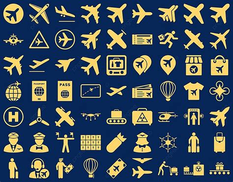 Aviation Icon Set Departure Airtickets Control Flags Vector Departure