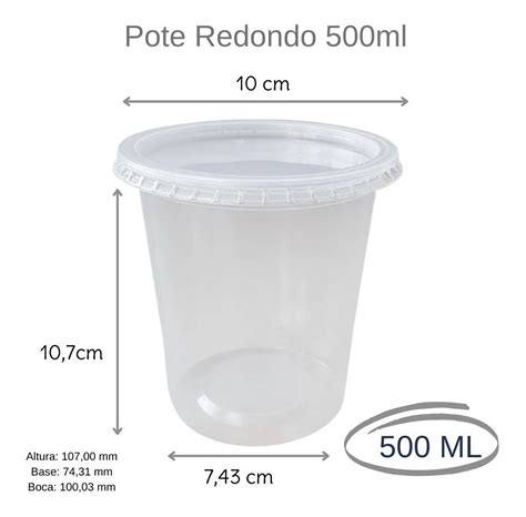 Pote Descartável Redondo 500ml C tampa Caixa 500unid Frete grátis