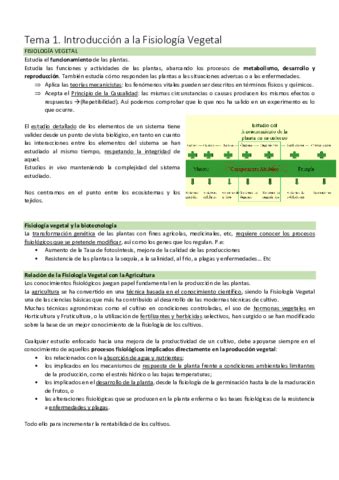 Tema 1 Introducción a la Fisiología Vegetal pdf