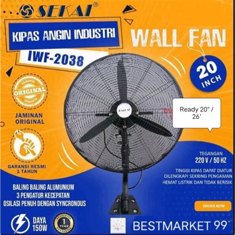 Jual Kipas Angin Dinding Industri 20 26 30 Inch SEKAI IWF 2038