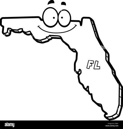 A Cartoon Illustration Of The State Of Florida Smiling Stock Vector